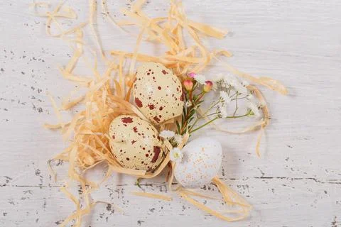 Easter candy chocolate eggs and almond sweets Stock Photos