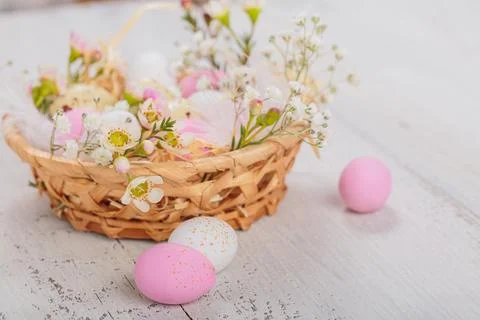Easter candy chocolate eggs and almond sweets Stock Photos