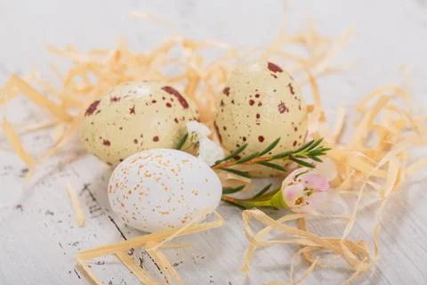 Easter candy chocolate eggs and almond sweets Stock Photos