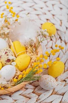 Easter candy chocolate eggs and almond sweets Stock Photos