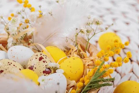 Easter candy chocolate eggs and almond sweets Stock Photos
