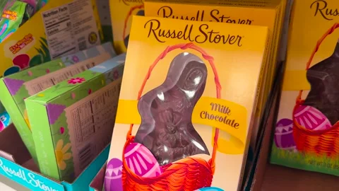 Easter Candy - Russell Stover Chocolate Bunny - Mar. 27, 2024 - Davenport, IA Stock Footage 270546600