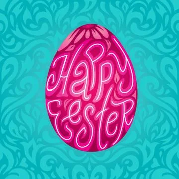 Easter  card background calligraphic text in egg Stock Illustration