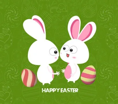 Easter card background with colored eggs and bunny Illustrazione stock