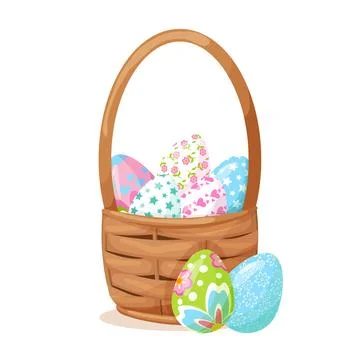 Easter card. Basket with eggs Stock-Illustration