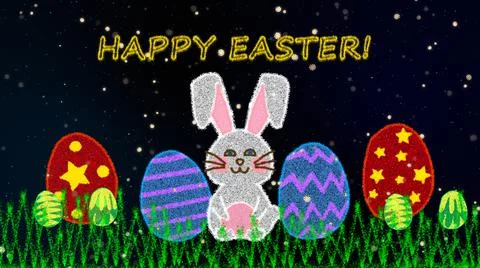 Easter card with bunny and colored eggs Stock Illustration