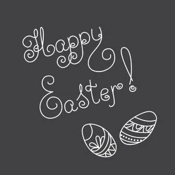 Easter card with caligraphic text Stock Illustration