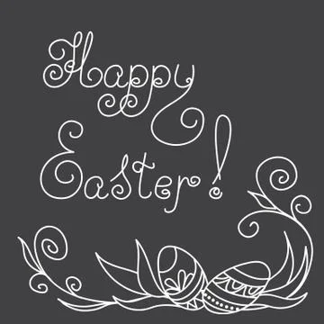 Easter card with caligraphic text Stock Illustration