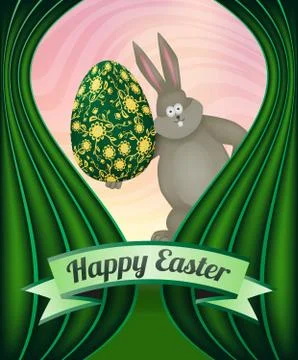 Easter card with a cartoon rabbit. Illustrazione stock