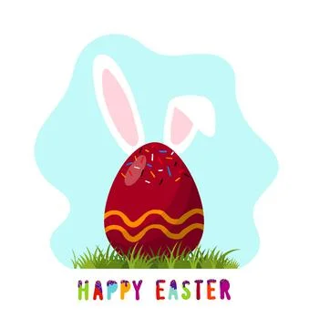 Easter card with chocolate egg and bunny ears. Blank for design, flyer Illustrazione stock