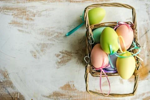 Easter card concept with colorfull eggs Stock Photos