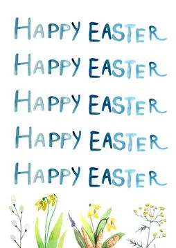 Easter card decorated with easter eggs and flowers around the wreath on green Stock Illustration