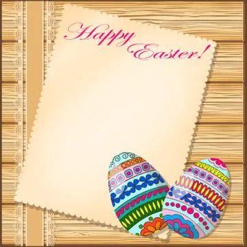 Easter card with decorated eggs Stock Illustration