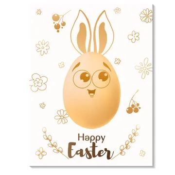 Easter card design. Realistic eggs with painted elements. Happy easter. Stock Illustration