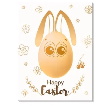 Easter card design. Realistic eggs with painted elements. Happy easter. イラスト素材