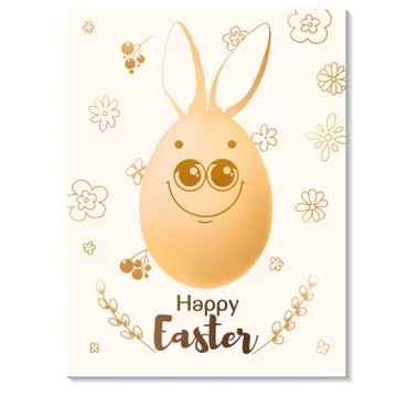 Easter card design. Realistic eggs with painted elements. Happy easter. Illustrazione stock