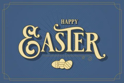 Easter card with easter eggs on blue background Stock Illustration