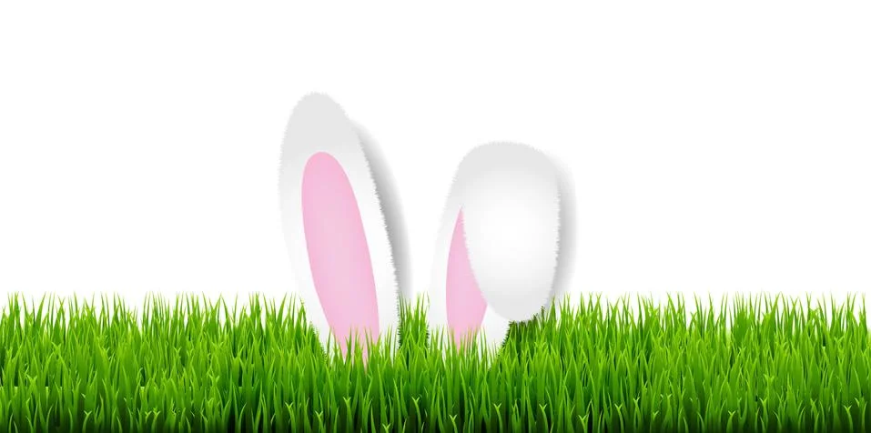 Easter Card With Easter Grass And Bunny Ears Stock Illustration