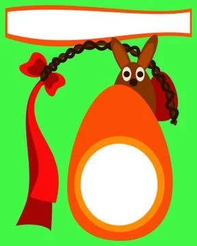 Easter card with eggs, wicker whip and bunny Illustrazione stock
