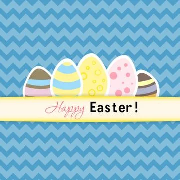 Easter card with five eggs 库存插图