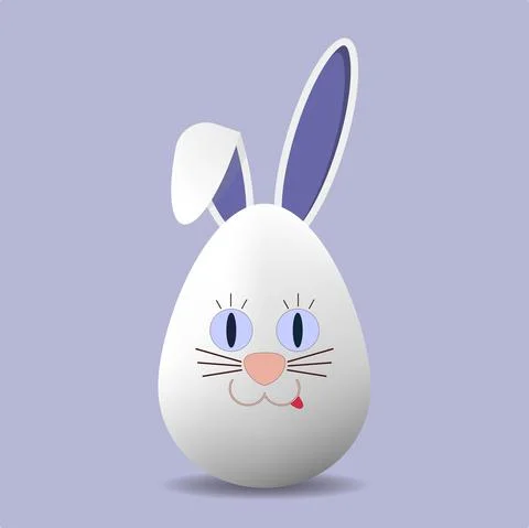 Easter card. A funny egg with bunny ears and a muzzle. Easter. Vector. Stockillustratie