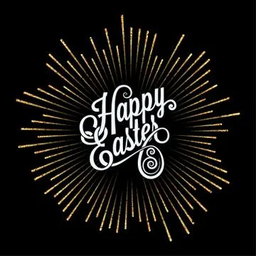 Easter Card. Golden Light Rays Background Stock Illustration