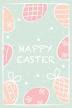 Easter Card on Green Background Pink Eggs 库存插图