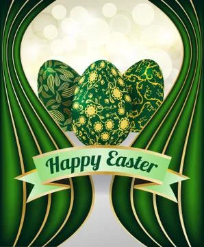 Easter card with green eggs Illustrazione stock