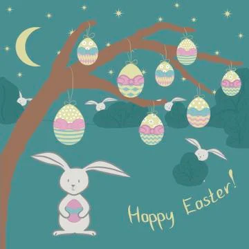 Easter Card with "Happy Easter" phrase Stock Illustration