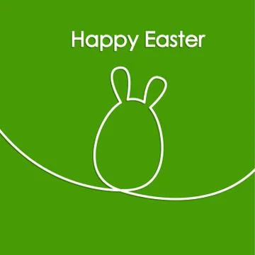Easter card with line hare or rabbit, egg shape, modern vector illustration b Stockillustratie