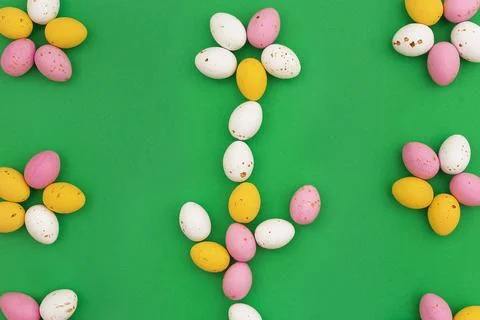 Easter card made of chocolate eggs Stock Photos