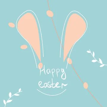 Easter card or poster with cute bunny ears on background Stock Illustration
