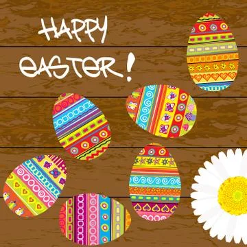 Easter card with painted Easter eggs Stock Illustration