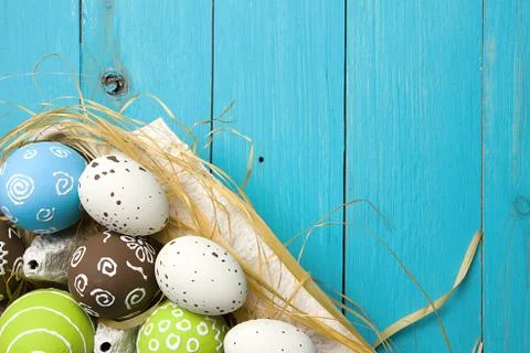 Easter card. Painted Easter eggs. 스톡 사진