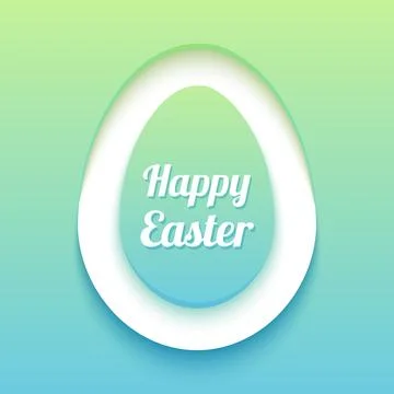 Easter card with paper cut egg shape frame. Happy Easter paper cut out egg .. Stock Illustration