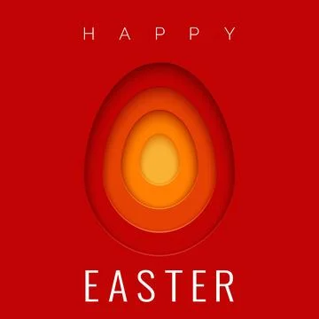 Easter card with paper cut egg shape frames. Happy Easter paper cut out egg.. Stock Illustration