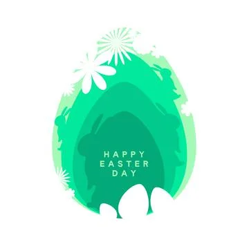 Easter card postcard with rabbit egg flowers 스톡 일러스트