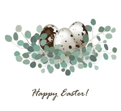 Easter card with quail eggs Stock Illustration