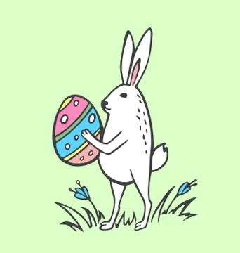 Easter card with rabbit and egg Stock Illustration