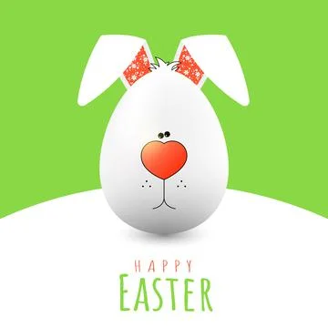 Easter card with rabbit in the form of an egg on the grass Stock Illustration