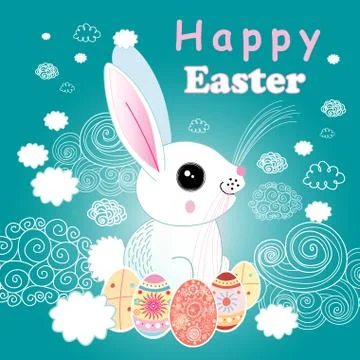 Easter card with rabbit Stock Illustration