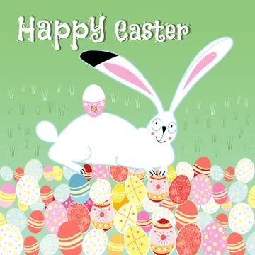 Easter card with rabbit Illustrazione stock