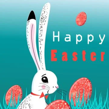 Easter card with rabbit Stock Illustration