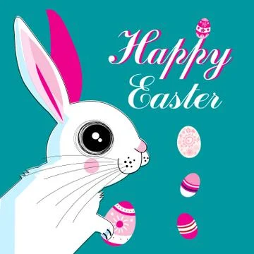 Easter card with rabbit Stock Illustration