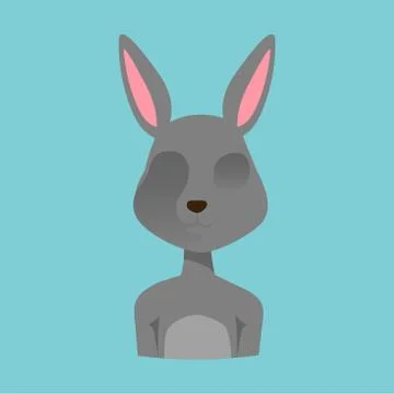 Easter card with rabbit vector cartoon silhouette face avatar Illustrazione stock