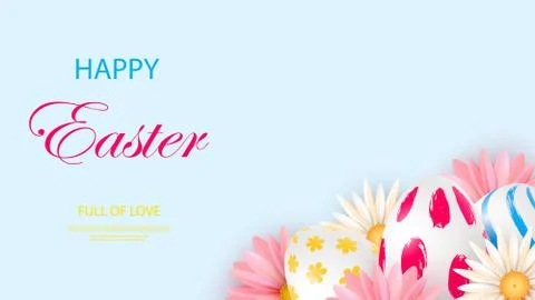 Easter card with realistic 3d eggs on a light background. Vector illustration Illustrazione stock