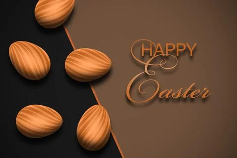 Easter card with striped eggs. Stock Illustration