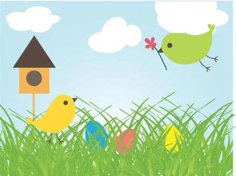 Easter card with two hand drawn eggs Stock Illustration