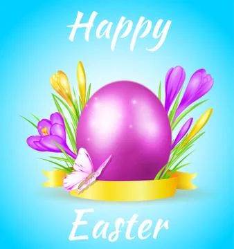 Easter card with violet egg Stock Illustration