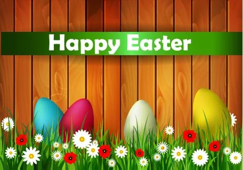 Easter Card with Wood texture Stock Illustration